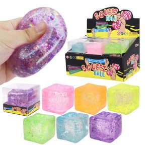Squeez - Glitter Cube 5cm PVC Slow Rising (One Random Color)