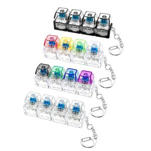 Bingo Squishy Keyboard Clickers transparent  4 lines Mixed Color Key Chain with Multi-Color Lights (10PCS/Pack)