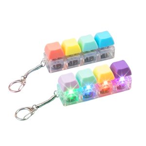 Bingo Squishy Keyboard Clickers  4 lines Mixed Color Key Chain with Multi-Color Lights (10PCS/Pack)
