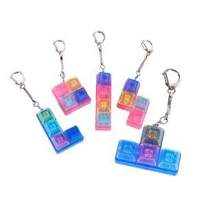 Bingo Squishy Keyboard Clickers transparent  Tetris-shaped Mixed Color Key Chain with Multi-Color Lights (10PCS/Pack)