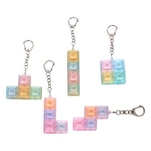 Bingo Squishy Keyboard Clickers transparent Tetris-shaped One Color Key Chain with Multi-Color Lights (10PCS/Pack)
