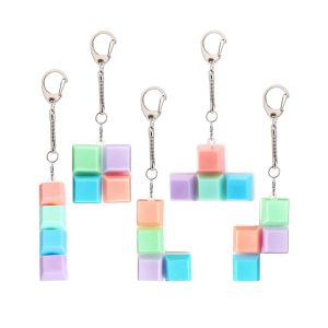Bingo Squishy Keyboard Clickers  Tetris-shaped Mixed Color Key Chain with Multi-Color Lights (10PCS/Pack)