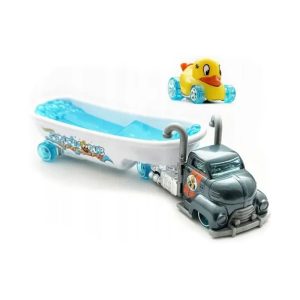 Mattel Hot Wheels Super Rigs, 1:64 Scale Toy Car And Matching Transporter, 2 Vehicles, Scrubba Dub Driver (HVD96 Group BDW51-977E)
