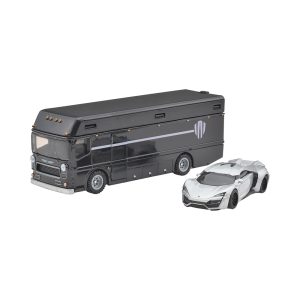 Mattel Hot Wheels Premium Car Culture Team Transport Truck & Race Car - Lykan Hypersport & Euro Hauler (JBM39 Group FLF56-978H)