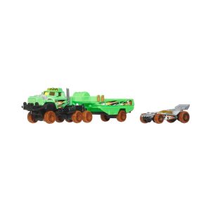 Mattel Hot Wheels Super Rigs, 1:64 Scale Toy Car And Matching Transporter, 2 Vehicles, Haulin'' Horsepower (JDJ60 Group BDW51-977E)