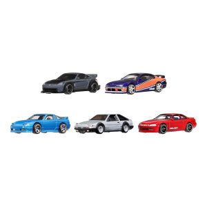 Mattel Hot Wheels Premium Fast & Furious - Toyota Soarer, Nissan Silvia (S15), Nissan 350Z Custom, 1996 Nissan 180 SX Tupe X & Toyota AE86 Sprinter Trueno
