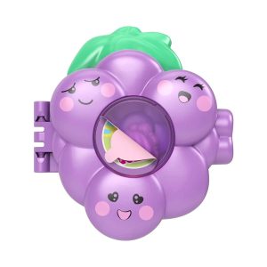 Mattel Polly Pocket Fruit Friend Reveal Surprise, Grape Mini Toy, Doll & Micro Compact, Keychain And Sticker Sheet, Pet Accessory