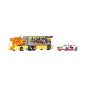Mattel Hot Wheels Super Rigs, 1:64 Scale Toy Car And Matching Transporter, Galactic Express (JKN78 Group BDW51-977F)