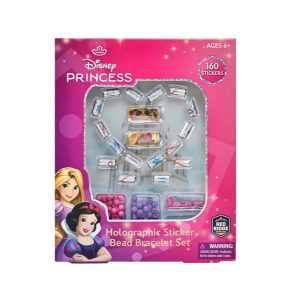 RRG - Skoodle Cartoon Animation: Disney Princess Holographic Sticker Bead Bracelet Set Heart Shape (160 PCS)