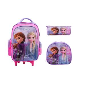 Amiral Cartoon Animation: Disney - Frozen - Elsa & Anna 3-In-1 Back to School Collectotion (Trolley Backpack 14 Inch , Insulated Lunch Bag & Pencilcase)