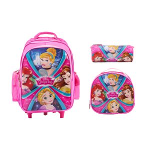 Amiral Cartoon Animation: Disney Princess 3-In-1 Back to School Collectotion (Trolley Backpack 14 Inch , Insulated Lunch Bag & Pencilcase)