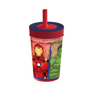 AVENGERSLEAK PROOF SILICONE STRAW TUMBLER 465 ML