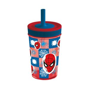 SPIDERMANLEAK PROOF SILICONE STRAW TUMBLER 465 ML
