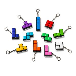 Bingo Squishy Keyboard Clickers Tetris-shaped One Color Key Chain with Multi-Color Lights (One Random Piece)