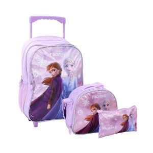 Amiral Cartoon Animation: Disney - Frozen II - Elsa & Anna 3-In-1 Back to School Collectotion (Trolley Backpack 16 Inch , Lunch Bag & Pencilcase)
