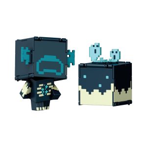 Mattel Minecraft Flippin’ Figs Figures, 2-In-1 Fidget Play, 3.75-Inch Scale Warden Action Figure + Sculk Catalyst Collectible Toy