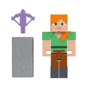 Mattel Minecraft Alex Action Figure & Accessory Set, 3.25-Inch Scale Collectible Toy With Building Piece