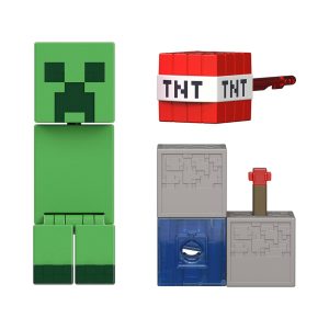 Mattel Minecraft Creeper Action Figure & Accessory Set, 3.25-Inch Scale Collectible Toy With Building Piece
