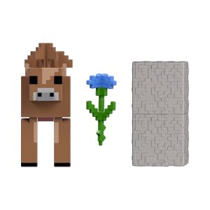 Mattel Minecraft Mooshroom Action Figure & Accessory Set, 3.25-Inch Scale Collectible Toy With Building Piece