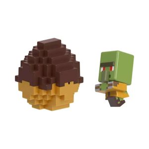 Mattel Minecraft Zombie Villager Mini Mode Spawn Egg With Surprise Mini Figure, 1.5-Inch Collectible Toy