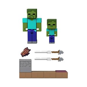 Mattel Minecraft  Zombie Arrow Trap Core Figures with Activation Set, 3.25-Inch Scale Collectible