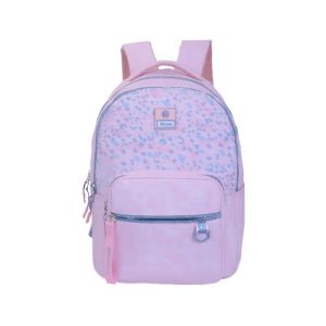 PAUSE Plain Backpack with Patterned Pocket & Laptop Sleeve