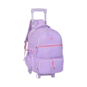 PAUSE 4-Zipper Trolley Backpack with Red Ribbon - Purple