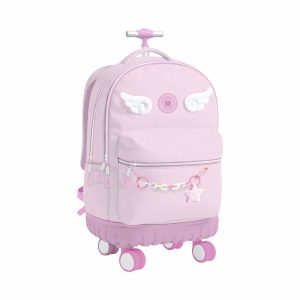 PAUSE 3-Zipper Aluminum 4-Wheel Trolley Backpack with Wings Chain
