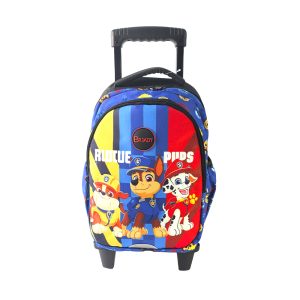 Be Ready Cartoon Animation: Nickeoldeon - Blue Paw Patrol 3-Zipper Trolly Backpack 14 Inch