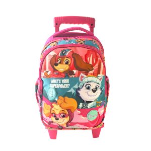 Be Ready Cartoon Animation: Nickeoldeon - Pink Paw Patrol 3-Zipper Trolly Backpack 16 Inch