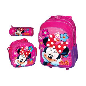 Amiral Cartoon Animation: Disney - Minnie Mouse 3-In-1 Back to School Collectotion (Trolley Backpack 16 Inch , Insulated Lunch Bag & Pencilcase)