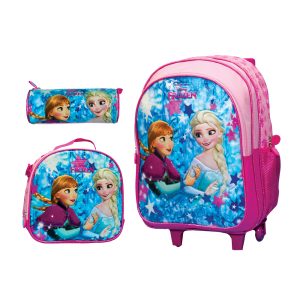 Amiral Cartoon Animation: Disney - Frozen - Elsa & Anna 3-In-1 Back to School Collectotion (Trolley Backpack 16 Inch , Insulated Lunch Bag & Pencilcase)