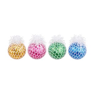 Mesh Squeeze Squishy Stress Balls 4 Assorted Colors (One Random Piece)