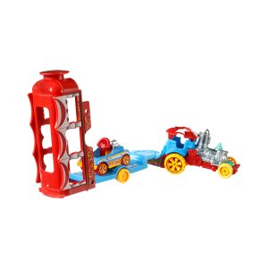 Mattel Hot Wheels Super Rigs 1:64 Scale Toy Car And Matching Transporter, 2 Vehicles Car-Nival Steamer (FKW89 Group BDW51-977G)