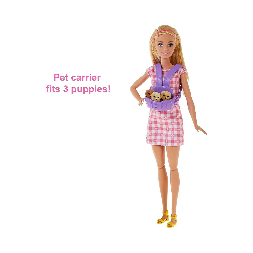 Mattel Barbie Doll Newborn Pups Playset With Blonde Doll, Mommy Dog And 3 Puppies, Kids Toys - Image 4