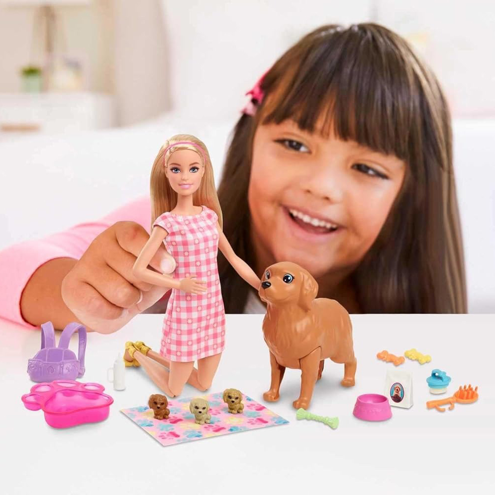 Mattel Barbie Doll Newborn Pups Playset With Blonde Doll, Mommy Dog And 3 Puppies, Kids Toys - Image 7