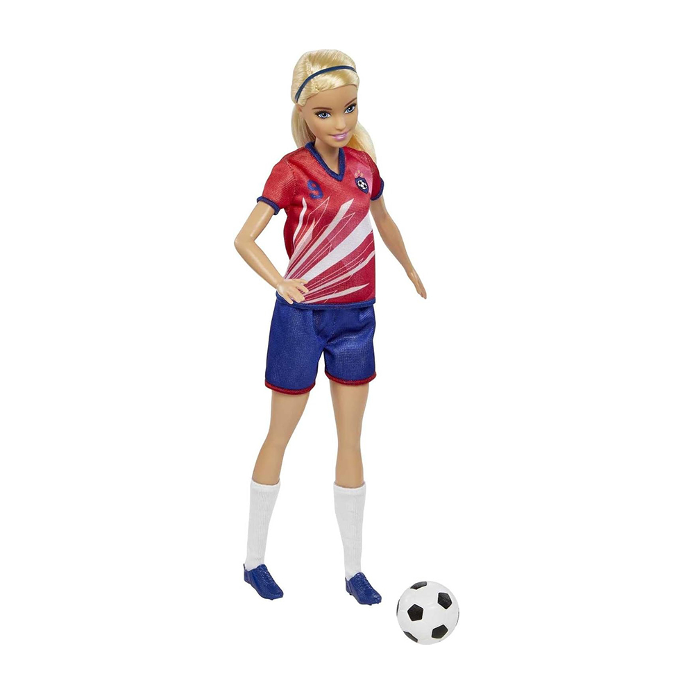 Mattel Barbie Soccer Doll Blonde, #9 Uniform Soccer Ball Cleats Socks 3 & Up - Image 4