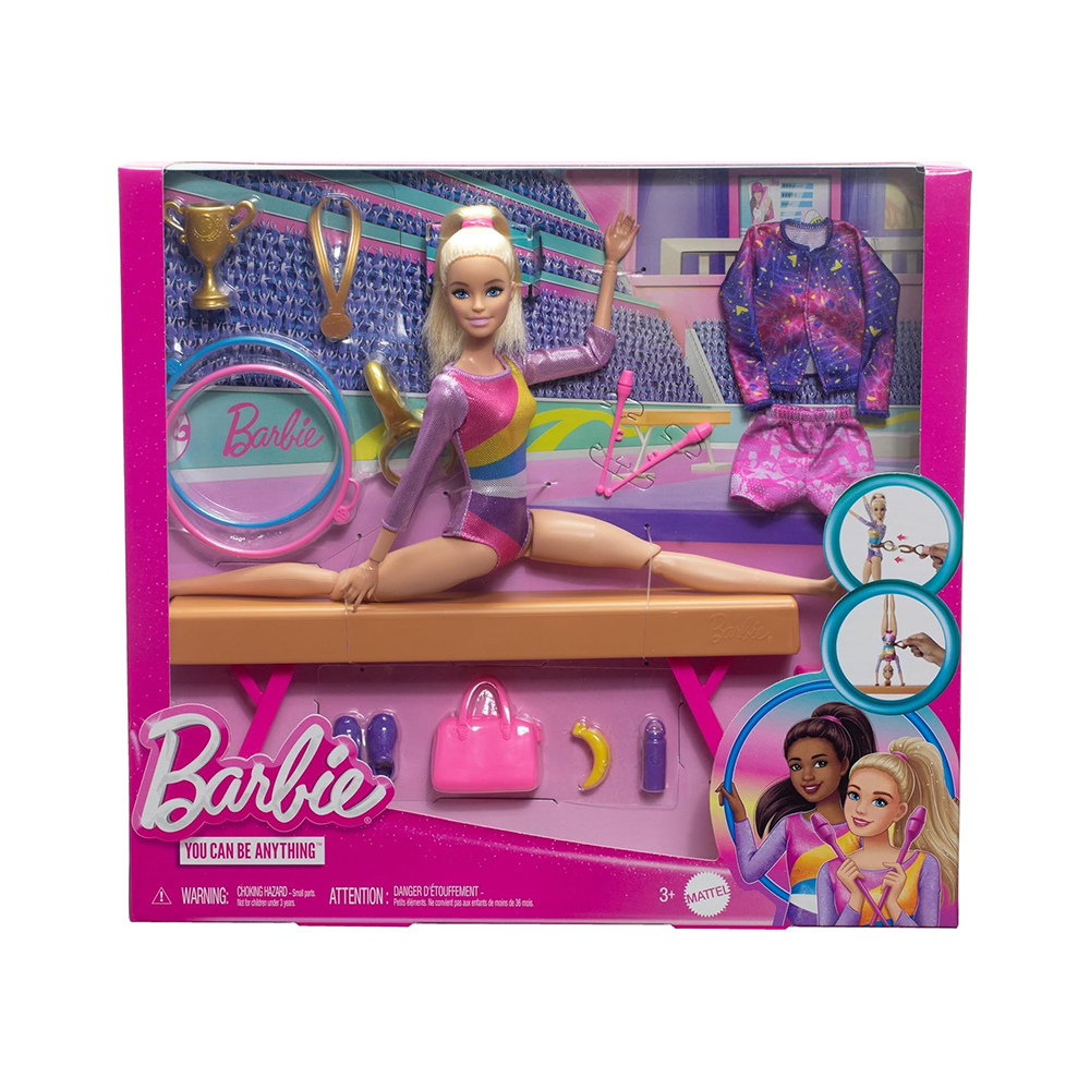 Mattel Barbie Gymnastics Playset With Blonde Fashion Doll, Balance Beam, 10+ Accessories & Flip Feature - Image 2
