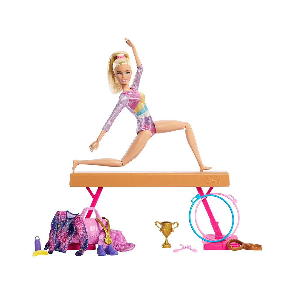 Mattel Barbie Gymnastics Playset With Blonde Fashion Doll, Balance Beam, 10+ Accessories & Flip Feature - Image 3