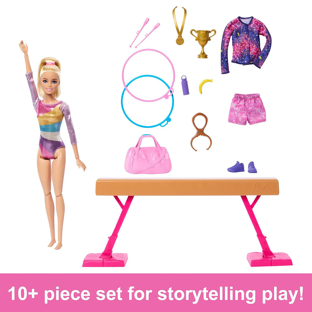 Mattel Barbie Gymnastics Playset With Blonde Fashion Doll, Balance Beam, 10+ Accessories & Flip Feature - Image 6