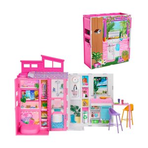 Mattel Barbie Getaway House, Doll House Playset With 4 Play Areas And 11 Decor Accessories