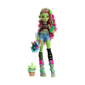 Mattel Monster High Venus Mcflytrap Fashion Doll With Pet Chewlian And Accessories