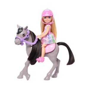 Mattel Barbie Chelsea Doll & Horse Toy Set, Includes Helmet Accessory, Doll Bends At Knees To “Ride” Pony