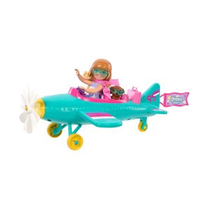Mattel Barbie Chelsea Can Be… Plane Doll & Playset, 2-Seater Aircraft With Spinning Propellor & 7 Accessories