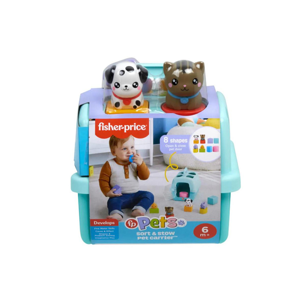 Mattel Fisher-Price Fp Pets Sort & Stow Pet Carrier Baby & Toddler Shape Sorting Toy, 8 Blocks - Image 2