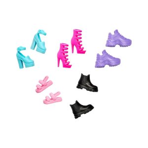 Mattel Barbie Doll Accessories, 5 Pairs Of Shoes Including Heels, Sneakers & Sandals for Barbie Doll Assortment CDU