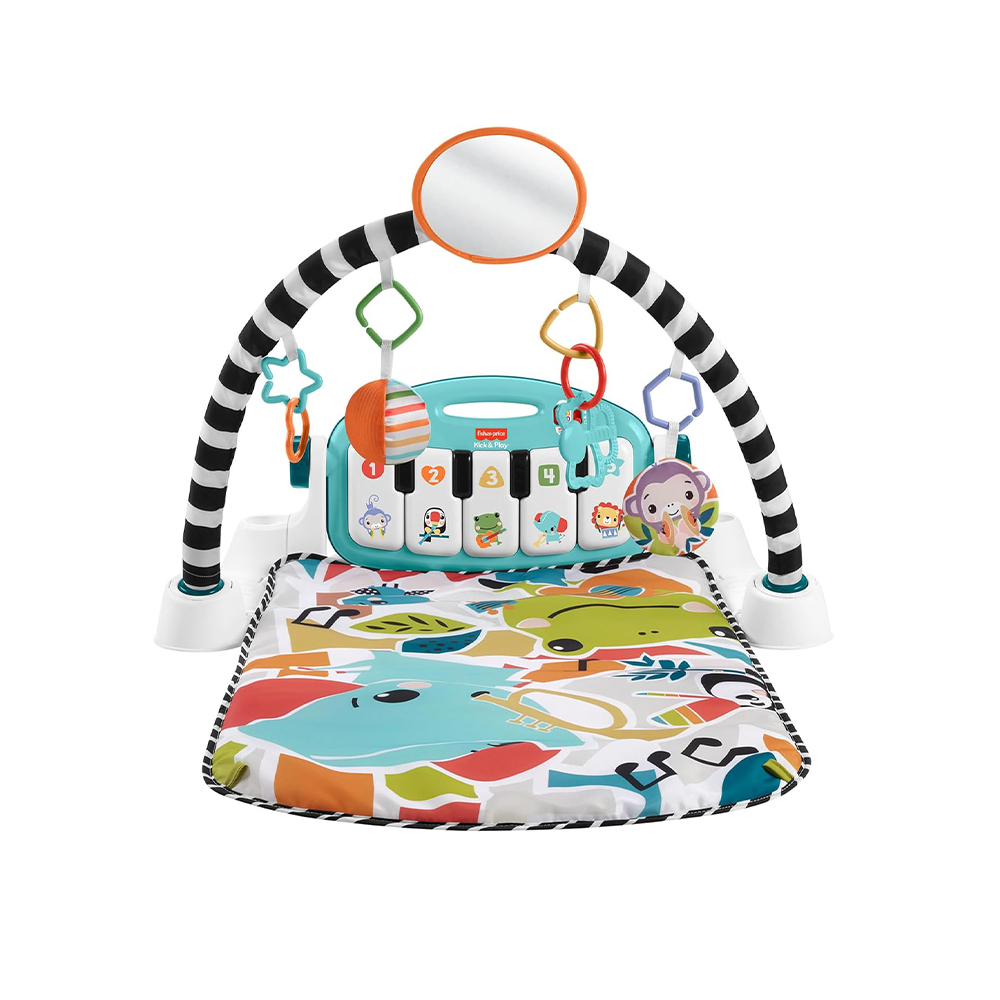 Mattel Fisher-Price Baby Activity Grow Kick & Play Piano Gym, Portable Musical Toy with Smart Stages Learning - Blue - Image 3