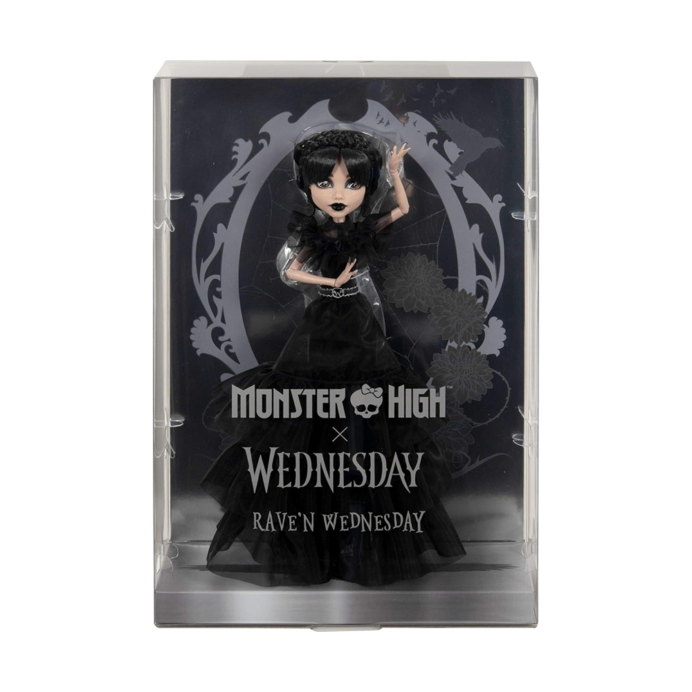 Mattel Monster High Wednesday Collectible Doll, Rave’N Wednesday in Black Gown Inspired By Dance Scene - Image 2