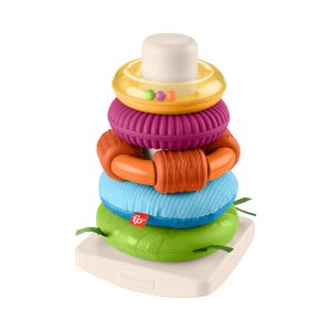 Mattel Fisher-Price Sensory Rock-A-Stack Roly-Poly Stacking Toy With Fine Motor Activities For Babies