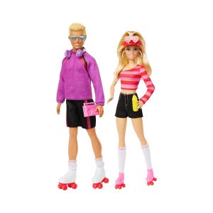 Mattel Barbie Fashionistas 2 Doll & 6 Accessories Set, Roller-Skating Theme, 65th Anniversary
